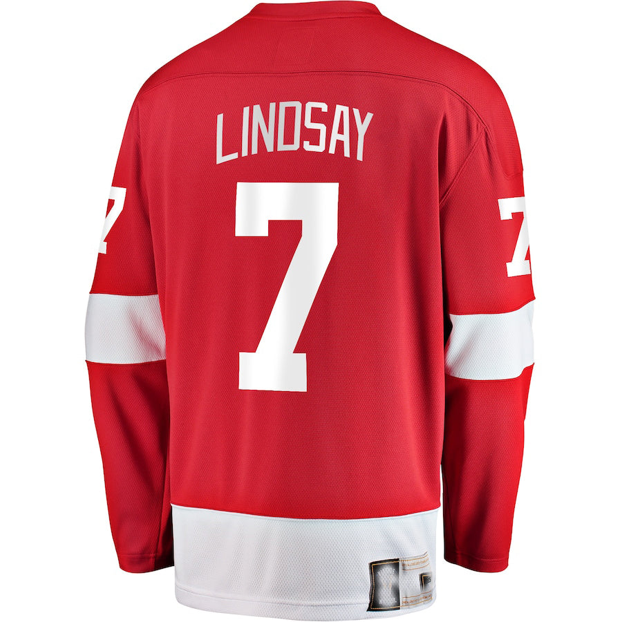 D.Red Wings #7 Ted Lindsay Fanatics Branded Premier Breakaway Retired Player Jersey Red Stitched American Hockey Jerseys CustomName
