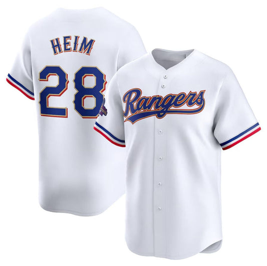 Texas Rangers #28 Jonah Heim 2024 Gold Collection Limited Player Jersey ¨C White Baseball Jerseys