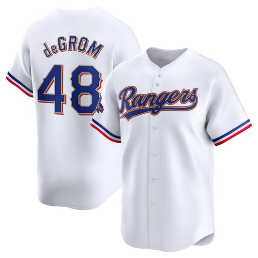 Texas Rangers #48 Jacob deGrom 2024 Gold Collection Limited Player Jersey ¨C White Baseball Jerseys