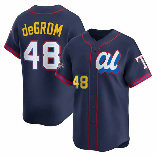 Texas Rangers #48 Jacob deGrom American League 2025 All-Star Edition Limited Player Jersey - Navy Stitched Baseball Jersey