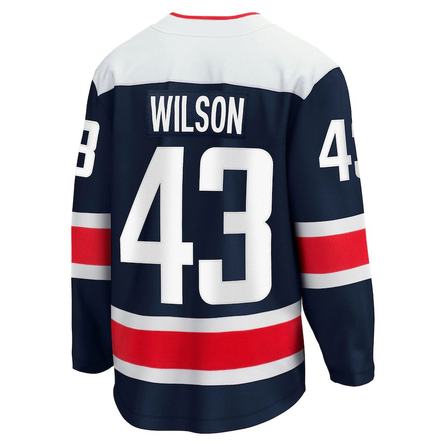 W.Capitals #43 Tom Wilson Fanatics Branded 2020-21 Alternate Premier Breakaway Player Jersey Navy Stitched American Hockey Jerseys CustomName