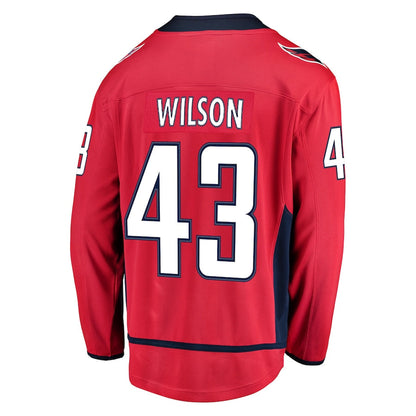 W.Capitals #43 Tom Wilson Fanatics Branded Home Premier Breakaway Player Jersey Red Stitched American Hockey Jerseys CustomName