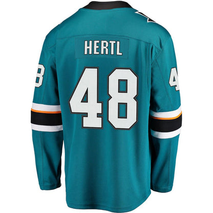 SJ.Sharks #48 Tomas Hertl Fanatics Branded Home Premier Breakaway Player Jersey Teal Stitched American Hockey Jerseys CustomName