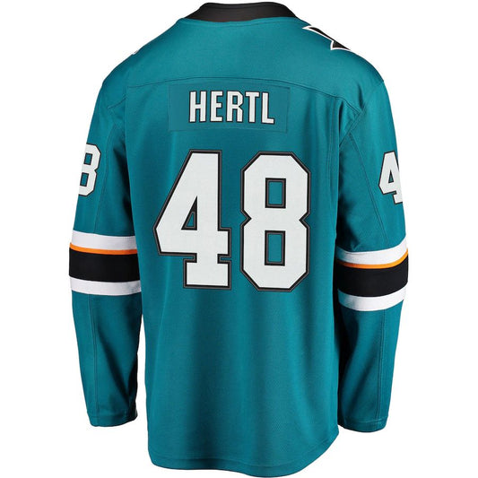 SJ.Sharks #48 Tomas Hertl Fanatics Branded Home Premier Breakaway Player Jersey Teal Stitched American Hockey Jerseys CustomName