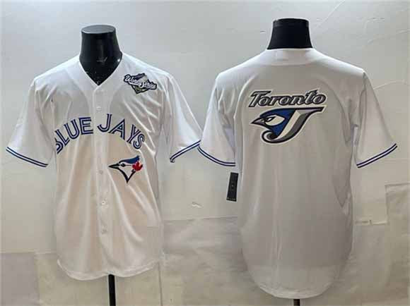 Toronto Blue Jays Team Big Logo White 2025 World Series Home Cool Base Stitched Baseball Jersey
