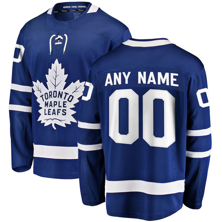 Custom T.Maple Leafs Fanatics Branded Home Breakaway Blue Stitched American Hockey Jerseys CustomName