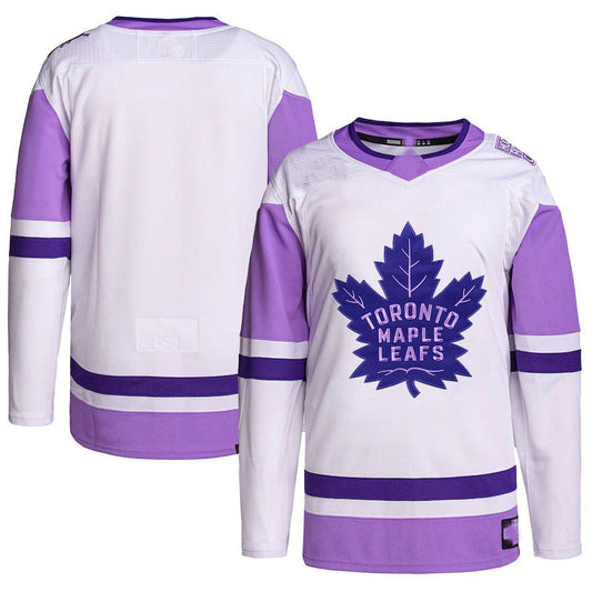 T.Maple Leafs Hockey Fights Cancer Primegreen Authentic Blank Practice Jersey White Purple Stitched American Hockey Jerseys CustomName