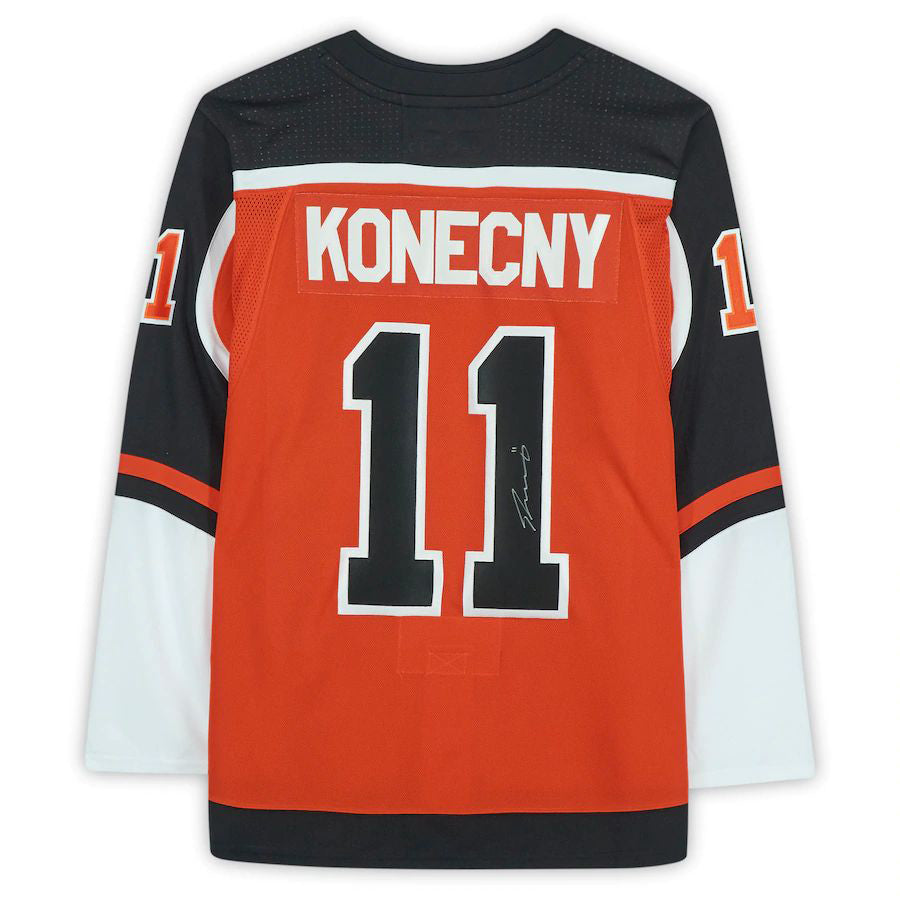 P.Flyers #11 Travis Konecny Fanatics Authentic Autographed 2020-21 Reverse Retro  Orange Stitched American Hockey Jerseys CustomName