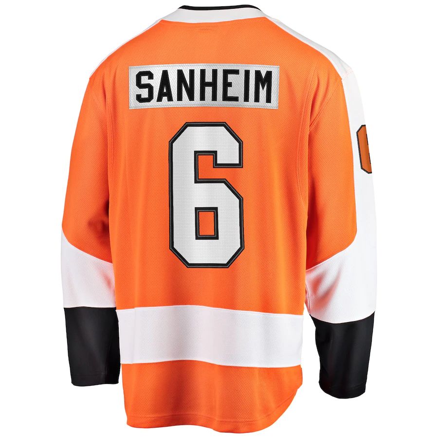 P.Flyers #6 Travis Sanheim Fanatics Branded Home Breakaway Jersey Orange Stitched American Hockey Jerseys CustomName