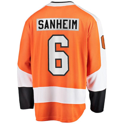 P.Flyers #6 Travis Sanheim Fanatics Branded Home Breakaway Jersey Orange Stitched American Hockey Jerseys CustomName