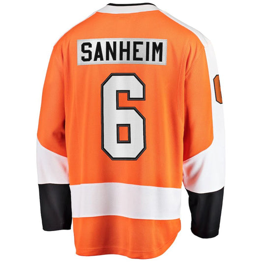 P.Flyers #6 Travis Sanheim Fanatics Branded Home Breakaway Jersey Orange Stitched American Hockey Jerseys CustomName
