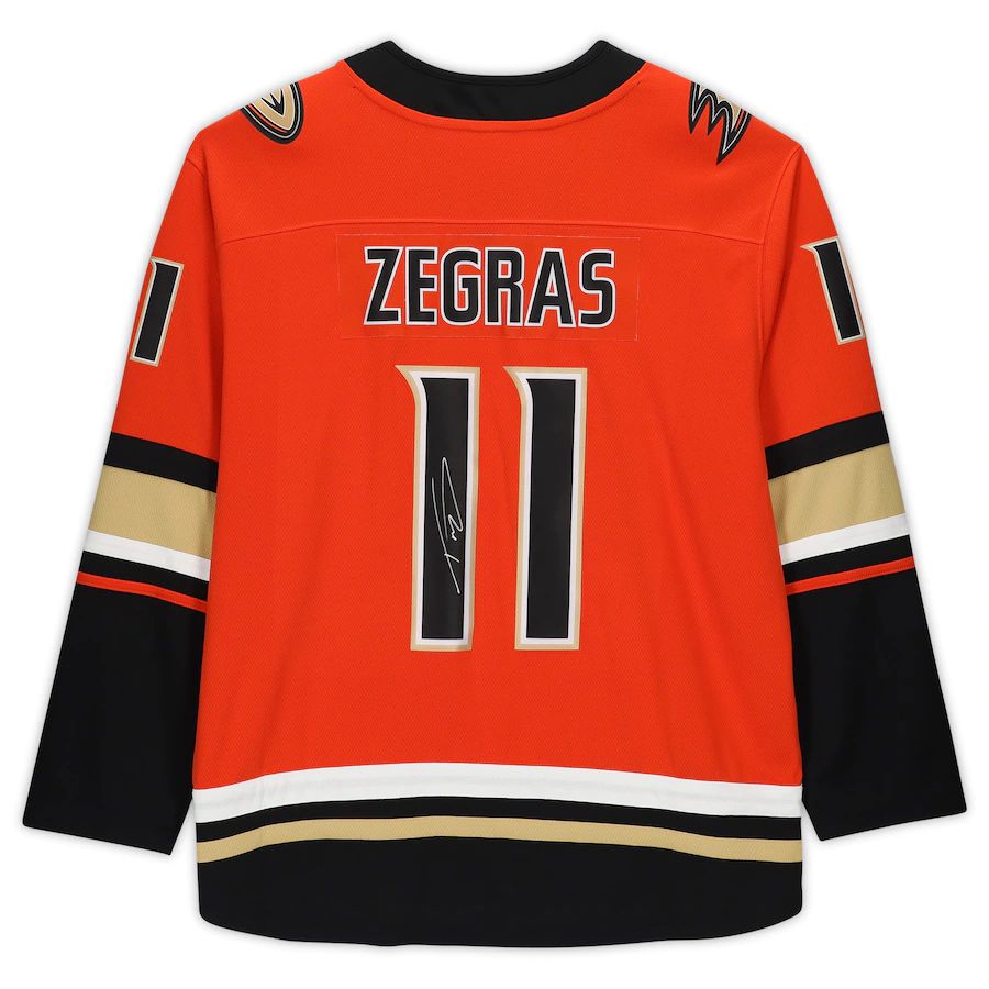 A.Ducks #11 Trevor Zegras Fanatics Authentic Autographed  Authentic Jersey  Orange Stitched American Hockey Jerseys CustomName
