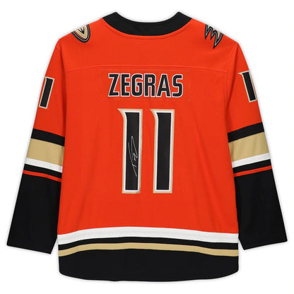 A.Ducks #11 Trevor Zegras Fanatics Authentic Autographed  Authentic Jersey  Orange Stitched American Hockey Jerseys CustomName