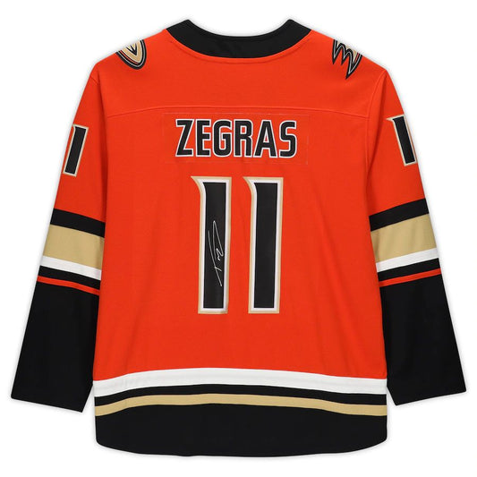 A.Ducks #11 Trevor Zegras Fanatics Authentic Autographed  Authentic Jersey  Orange Stitched American Hockey Jerseys CustomName