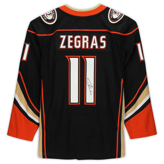 A.Ducks #11 Trevor Zegras Fanatics Authentic Autographed Authentic Jersey Black Stitched American Hockey Jerseys CustomName