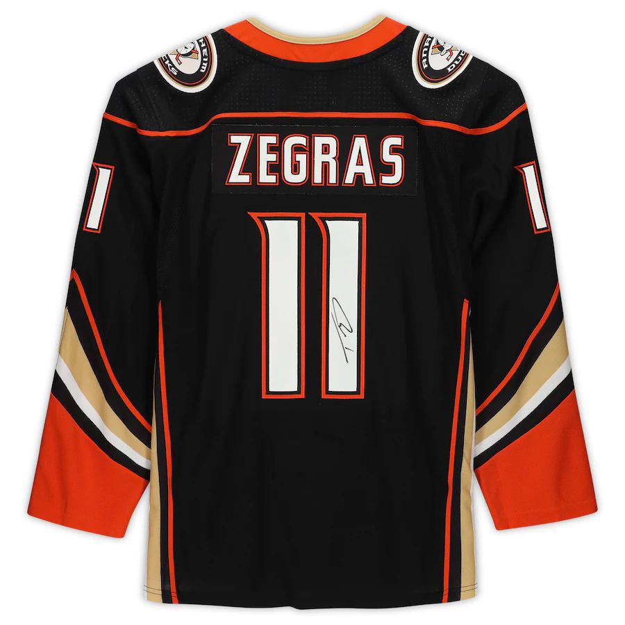A.Ducks #11 Trevor Zegras Fanatics Authentic Autographed  Authentic Jersey  Black Stitched American Hockey Jerseys CustomName
