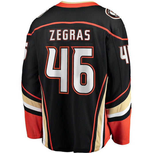 A.Ducks A.Ducks #46 Trevor Zegras Fanatics Branded Home Breakaway Jersey Black Stitched American Hockey Jerseys CustomName