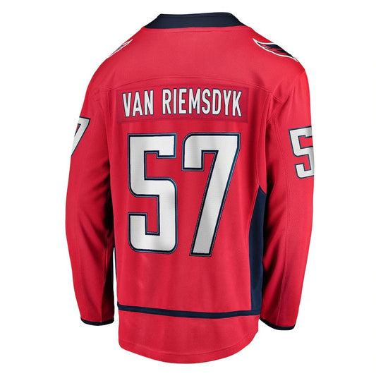 W.Capitals #57 Trevor van Riemsdyk Fanatics Branded Home Breakaway Jersey Red Stitched American Hockey Jerseys CustomName
