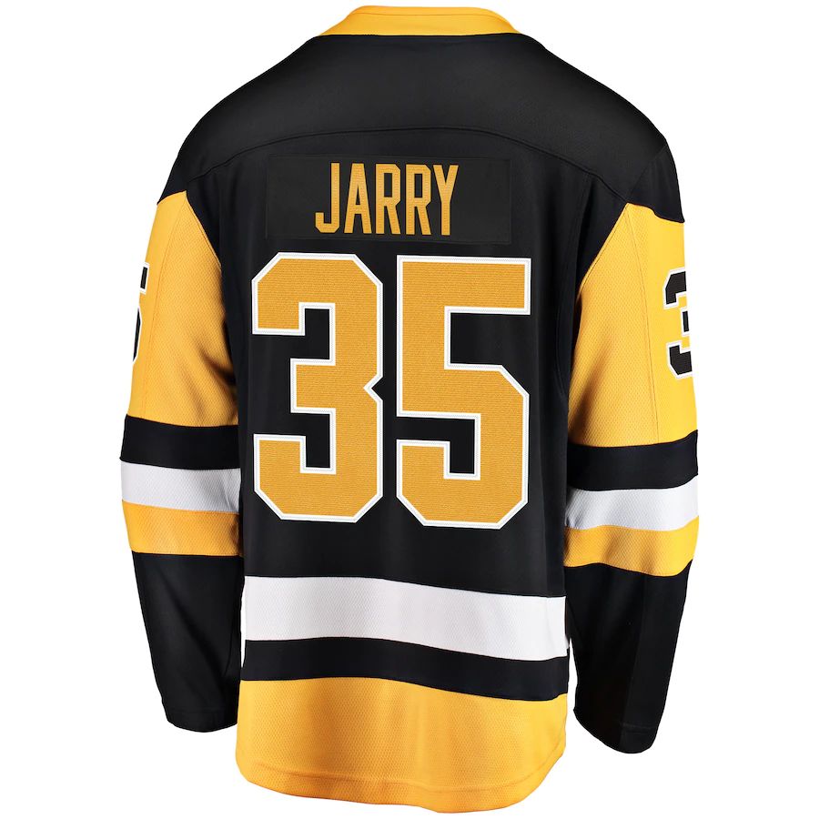 P.Penguins #35 Tristan Jarry Fanatics Branded Home Breakaway Player Jersey Black Stitched American Hockey Jerseys CustomName