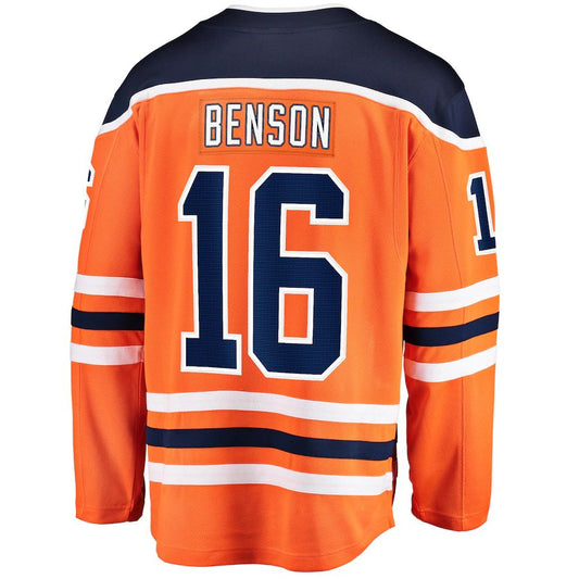 E.Oilers #16 Tyler Benson Fanatics Branded Home Breakaway Player Jersey Orange Stitched American Hockey Jerseys CustomName