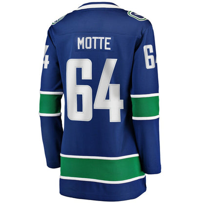 V.Canucks #64 Tyler Motte Fanatics Branded Home Breakaway Player Jersey Blue Stitched American Hockey Jerseys CustomName