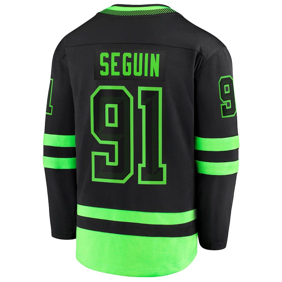 D.Stars #91 Tyler Seguin Fanatics Branded 2020-21 Alternate Premier Breakaway Player Jersey Black Green Stitched American Hockey Jerseys CustomName