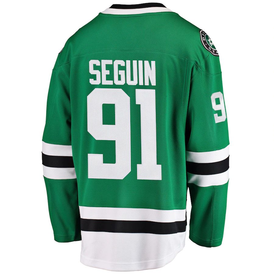 D.Stars #91 Tyler Seguin Fanatics Branded Breakaway Player Jersey Kelly Green Stitched American Hockey Jerseys CustomName