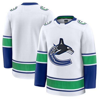V.Canucks Fanatics Away Premium Jersey - White Stitched American Hockey Jerseys CustomName
