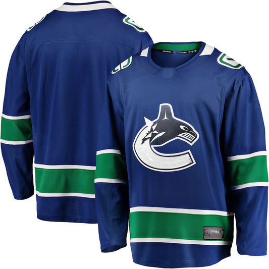 V.Canucks Fanatics Branded Home Team Breakaway Jersey Blue Stitched American Hockey Jerseys CustomName