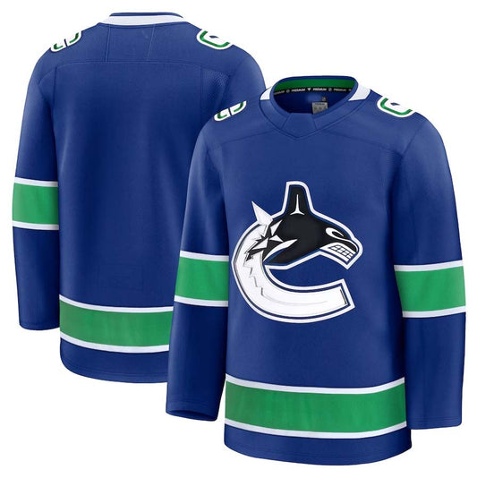 V.Canucks Fanatics Home Premium Jersey - Blue Stitched American Hockey Jerseys CustomName