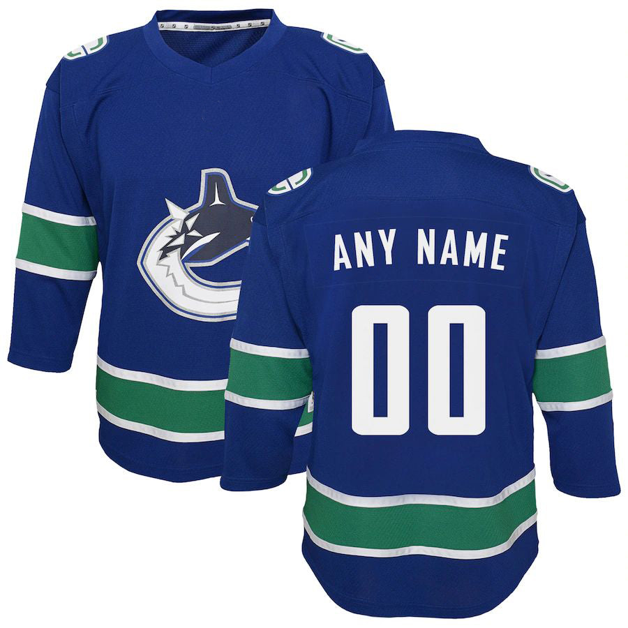 Custom V.Canucks Replica Jersey Blue Stitched American Hockey Jerseys CustomName