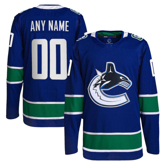 Custom V.Canucks Home Primegreen Authentic Pro Jersey Blue Stitched American Hockey Jerseys CustomName