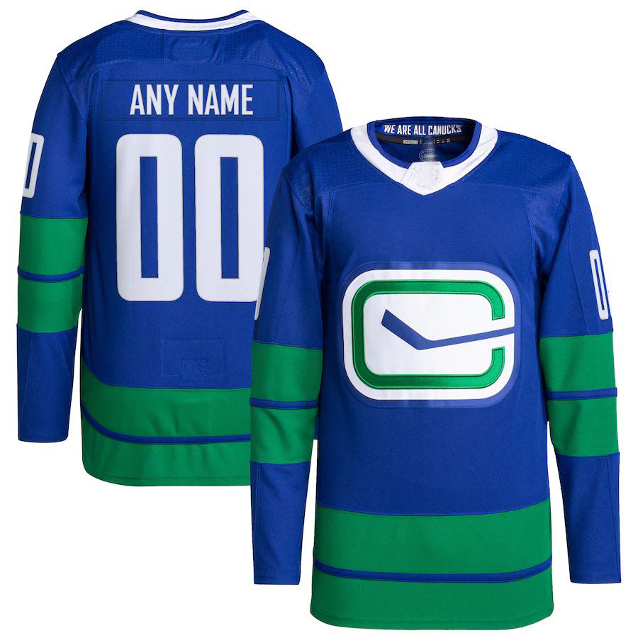 Custom V.Canucks Primegreen Authentic Pro Jersey Royal Stitched American Hockey Jerseys CustomName