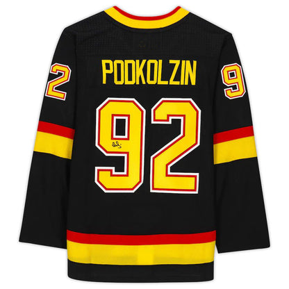 V.Canucks #92 Vasily Podkolzin Fanatics Authentic Autographed Alternate Authentic Jersey Black Stitched American Hockey Jerseys CustomName