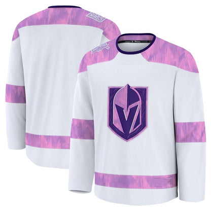 V.Golden Knights Fanatics 2024 Hockey Fights Cancer Practice Jersey - White Stitched American Hockey Jerseys CustomName