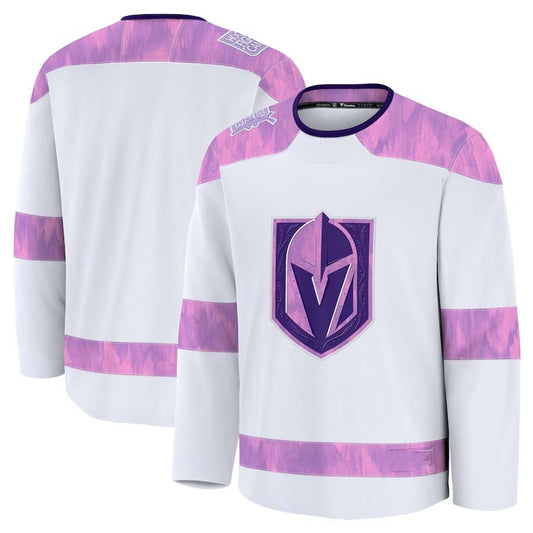 V.Golden Knights Fanatics 2024 Hockey Fights Cancer Practice Jersey - White Stitched American Hockey Jerseys CustomName