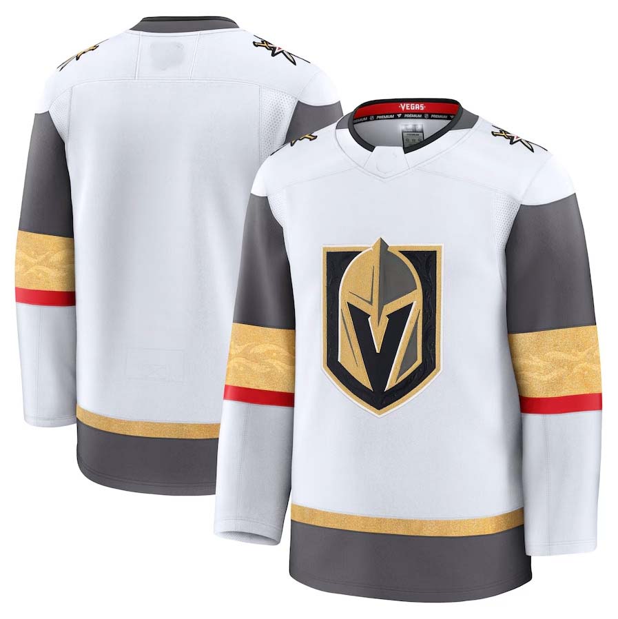 V.Golden Knights Fanatics Away Premium Jersey - White Stitched American Hockey Jerseys CustomName