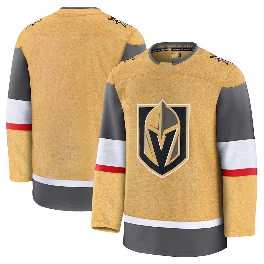 V.Golden Knights Fanatics Home Premium Jersey - Gold Stitched American Hockey Jerseys CustomName