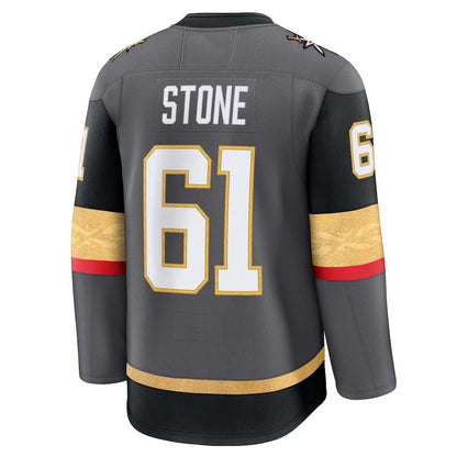 V.Golden Knights #61 Mark Stone Fanatics Alternate Premium Jersey - Gray Stitched American Hockey Jerseys CustomName
