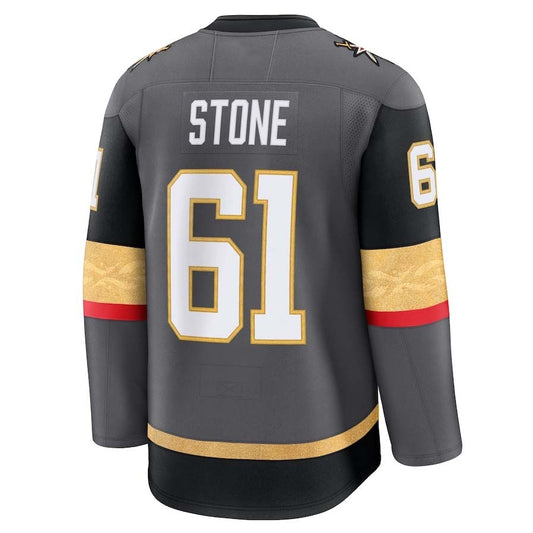 V.Golden Knights #61 Mark Stone Fanatics Alternate Premium Jersey - Gray Stitched American Hockey Jerseys CustomName