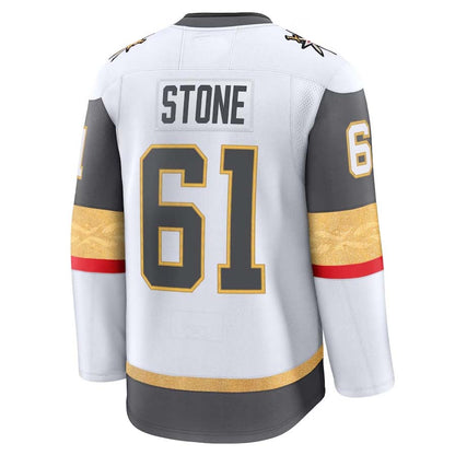 V.Golden Knights #61 Mark Stone Fanatics Away Premium Jersey - White Stitched American Hockey Jerseys CustomName