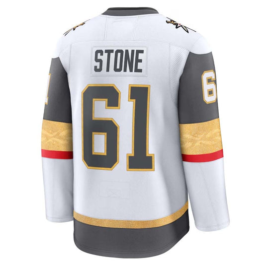 V.Golden Knights #61 Mark Stone Fanatics Away Premium Jersey - White Stitched American Hockey Jerseys CustomName
