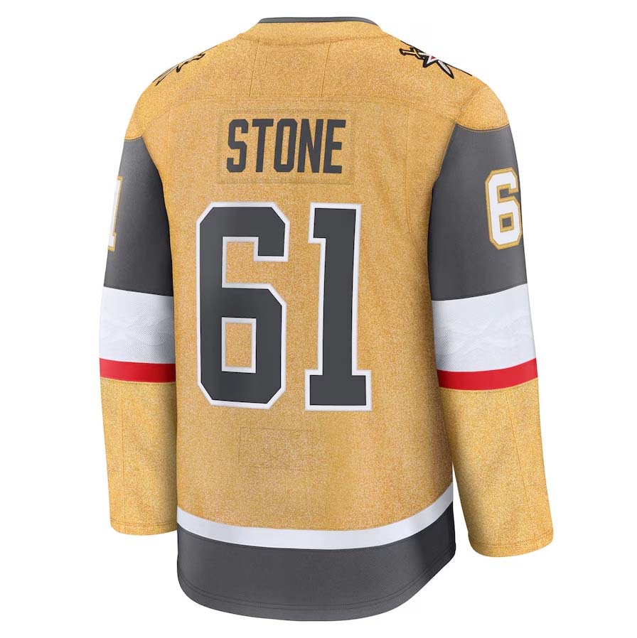 V.Golden Knights #61 Mark Stone Fanatics Home Premium Jersey - Gold Stitched American Hockey Jerseys CustomName