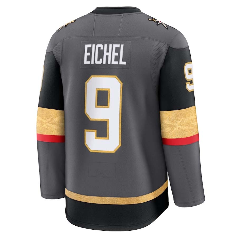V.Golden Knights #9 Jack Eichel Fanatics Alternate Premium Jersey - Gray Stitched American Hockey Jerseys CustomName