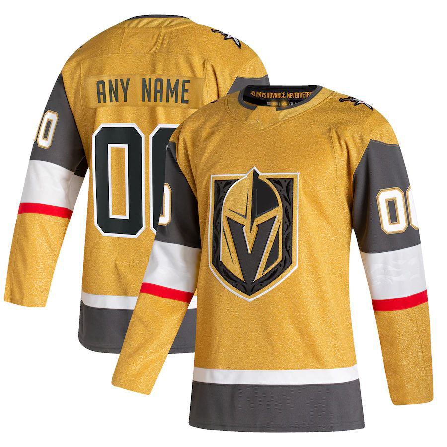 Custom V.Golden Knights 2020-21 Home Authentic Jersey Gold Stitched American Hockey Jerseys CustomName