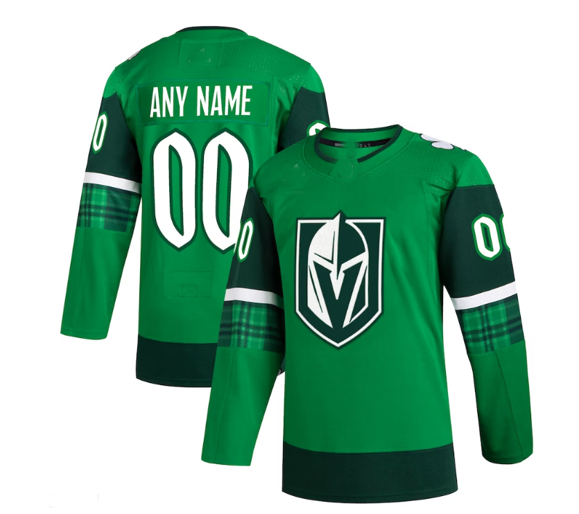 Custom V.Golden Knights 2023 St. Patrick's Day Primegreen Authentic Custom Jersey - Kelly Green Stitched American Hockey Jerseys CustomName