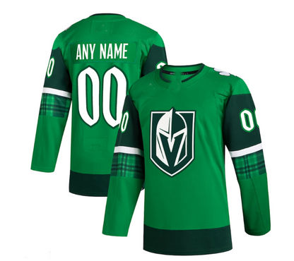 Custom V.Golden Knights 2023 St. Patrick's Day Primegreen Authentic Custom Jersey - Kelly Green Stitched American Hockey Jerseys CustomName