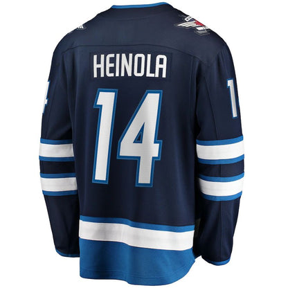 W.Jets #14 Ville Heinola Fanatics Branded Home Breakaway Player Jersey  Navy Stitched American Hockey Jerseys CustomName