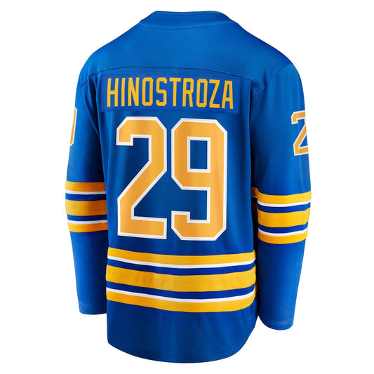 B.Sabres #29 Vinnie Hinostroza Fanatics Branded Home Breakaway Player Jersey Royal Stitched American Hockey Jerseys CustomName