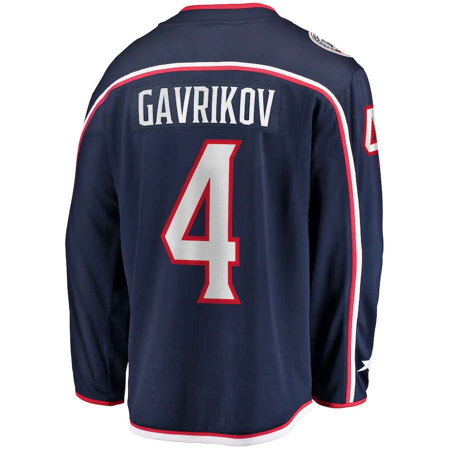 C.Blue Jackets #4 Vladislav Gavrikov Fanatics Branded Home Team Breakaway Player Jersey Navy Stitched American Hockey Jerseys CustomName